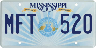 MS license plate MFT520