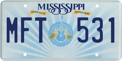 MS license plate MFT531