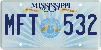 MS license plate MFT532