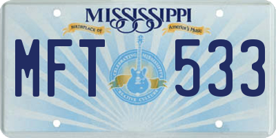 MS license plate MFT533