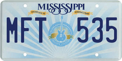 MS license plate MFT535