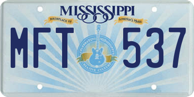 MS license plate MFT537