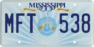 MS license plate MFT538