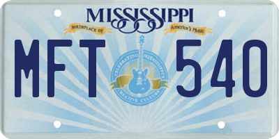 MS license plate MFT540