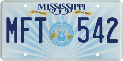 MS license plate MFT542