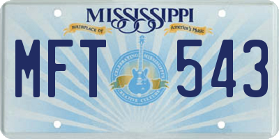 MS license plate MFT543