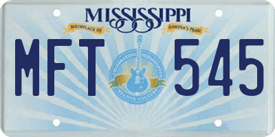 MS license plate MFT545