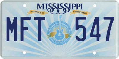MS license plate MFT547