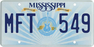 MS license plate MFT549