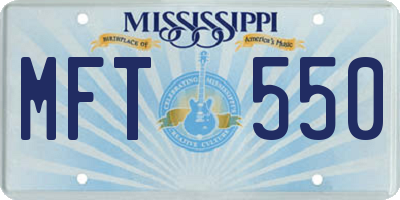 MS license plate MFT550