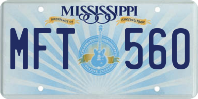 MS license plate MFT560