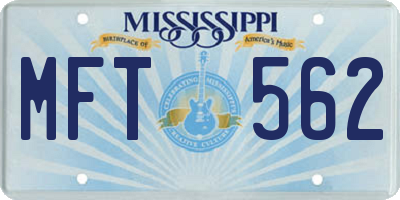 MS license plate MFT562
