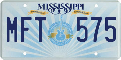 MS license plate MFT575