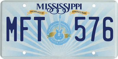 MS license plate MFT576