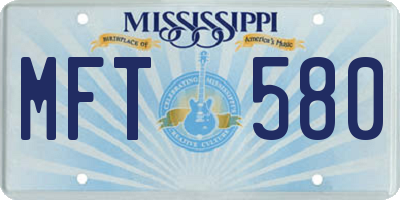 MS license plate MFT580