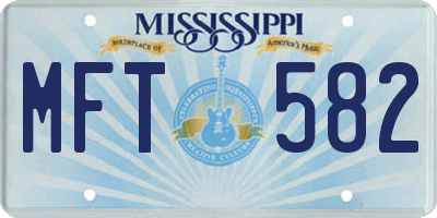 MS license plate MFT582