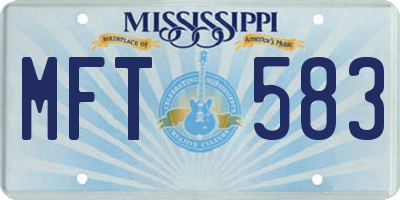 MS license plate MFT583