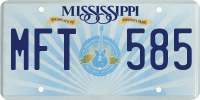 MS license plate MFT585