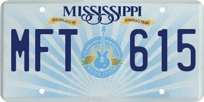 MS license plate MFT615