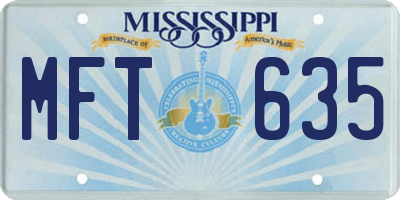 MS license plate MFT635