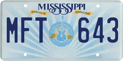 MS license plate MFT643