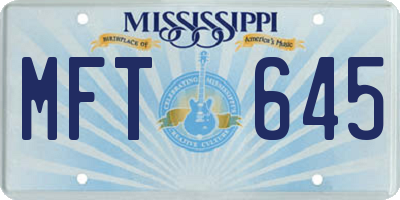 MS license plate MFT645