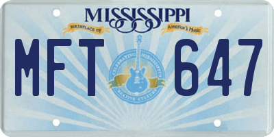 MS license plate MFT647