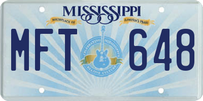 MS license plate MFT648