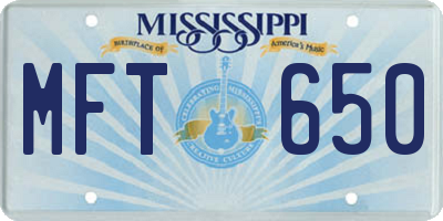 MS license plate MFT650