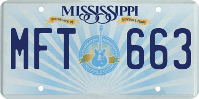 MS license plate MFT663