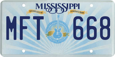 MS license plate MFT668