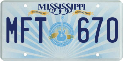 MS license plate MFT670
