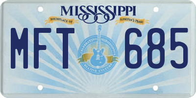 MS license plate MFT685