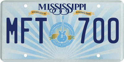 MS license plate MFT700
