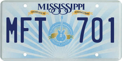 MS license plate MFT701