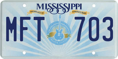 MS license plate MFT703