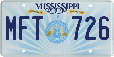 MS license plate MFT726