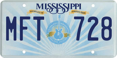MS license plate MFT728