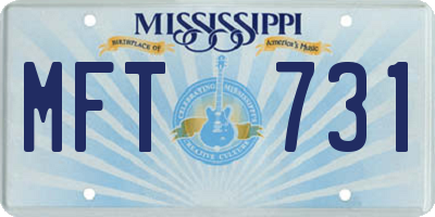 MS license plate MFT731