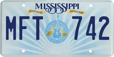 MS license plate MFT742