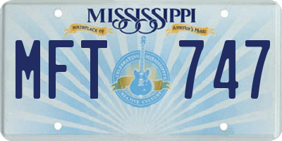 MS license plate MFT747