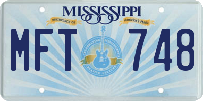 MS license plate MFT748