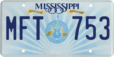 MS license plate MFT753