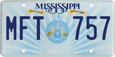 MS license plate MFT757