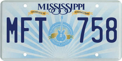 MS license plate MFT758