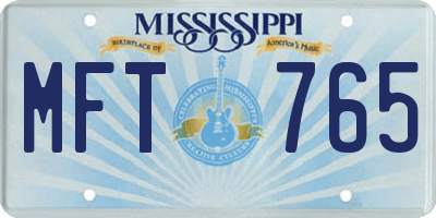 MS license plate MFT765
