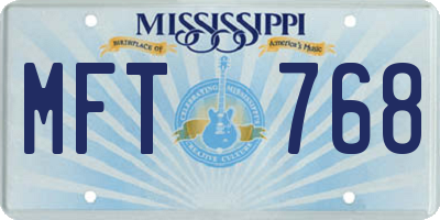 MS license plate MFT768