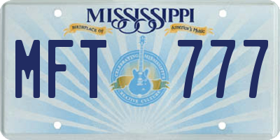 MS license plate MFT777