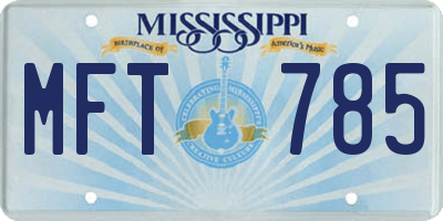 MS license plate MFT785