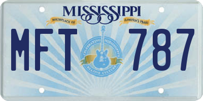 MS license plate MFT787